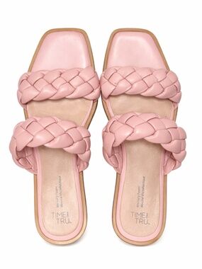 TIME & TRU Nude Pink Chunky Braided Strap Slip-On Sandals – Size 7 *Flaw